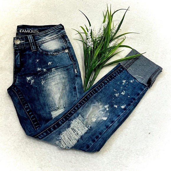 Almost Famous Bleached Distressed Skinny Jeans - Size 0 (25" waist) - Picture 1 of 11